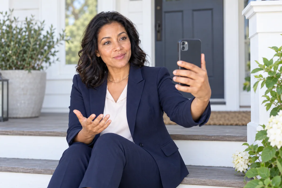 Day 5: answering a question to camera on the porch steps